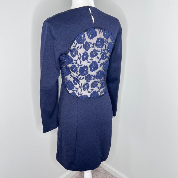 Sandro Blue Etzi A-Line Lace Back Cocktail Dress 2 - Picture 2 of 5
